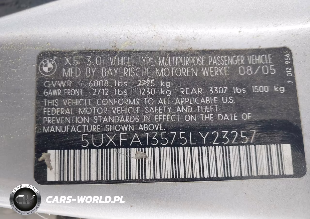 2005 BMW X5 3.0I VIN:5UXFA13575LY23257 - 9