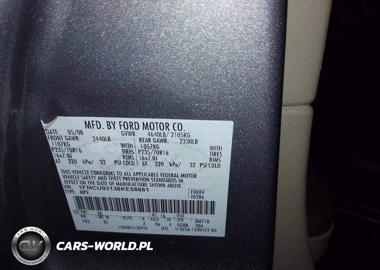 2008 Ford Escape Xlt VIN:1FMCU93138KE58881 - 9