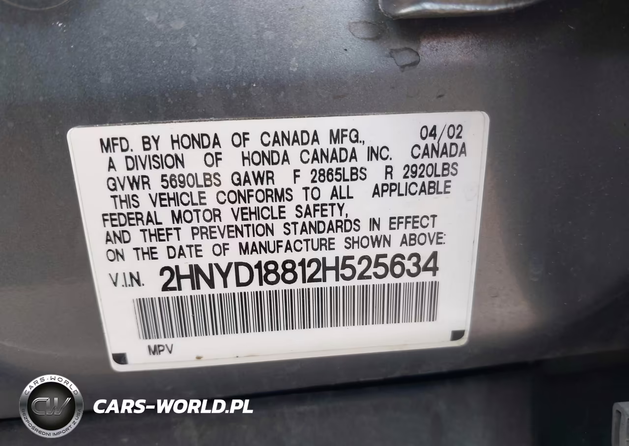 2002 Acura Mdx VIN:2HNYD18812H525634 - 9