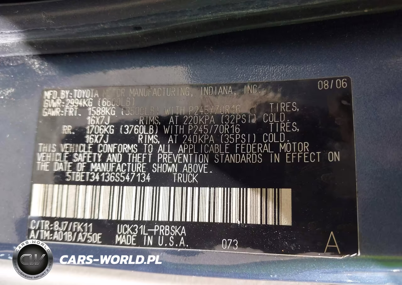 2006 Toyota Tundra Sr5 V8 VIN:5TBET34136S547134 - 9