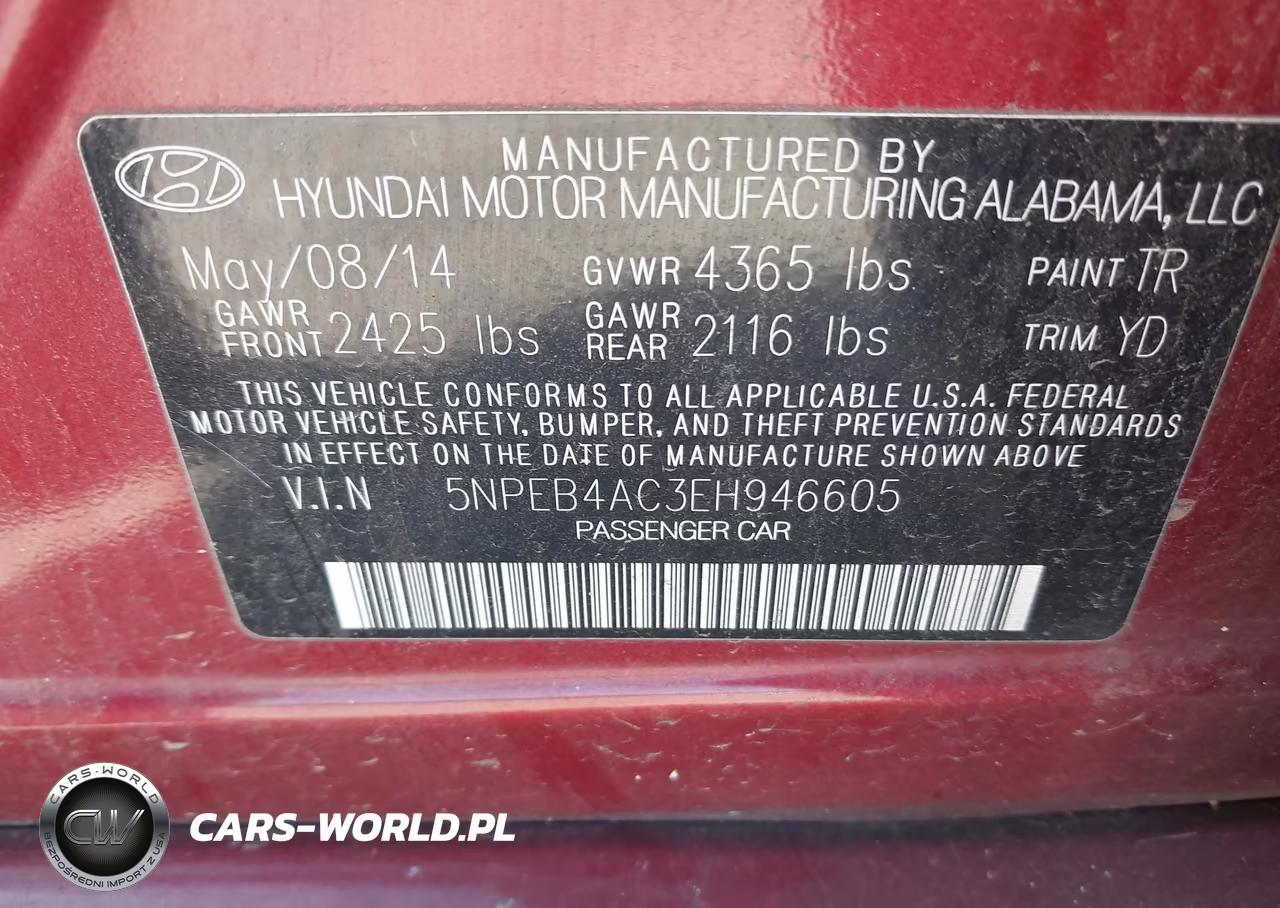 2014 Hyundai Sonata Gls VIN:5NPEB4AC3EH946605 - 9