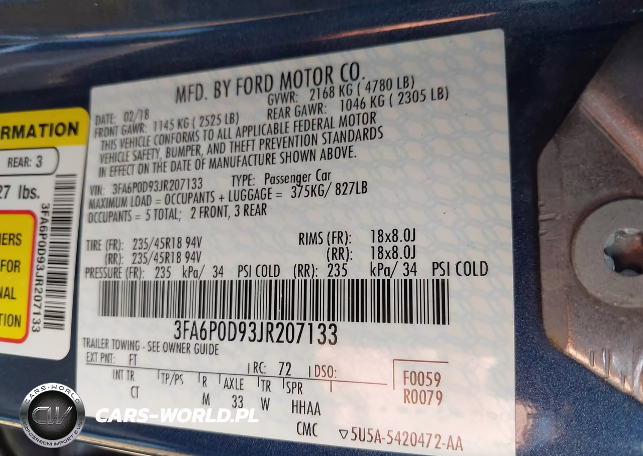 2018 Ford Fusion Titanium VIN:3FA6P0D93JR207133 - 9