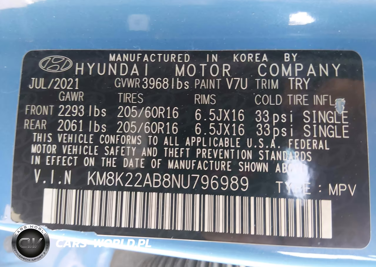 2022 Hyundai Kona Se VIN:KM8K22AB8NU796989 - 9