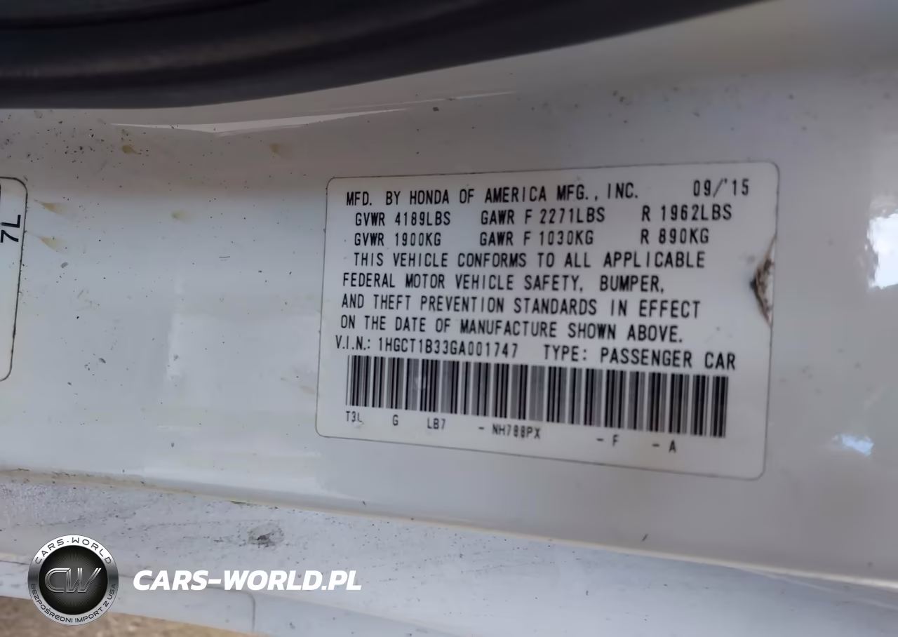 2016 Honda Accord Lx-S VIN:1HGCT1B33GA001747 - 9