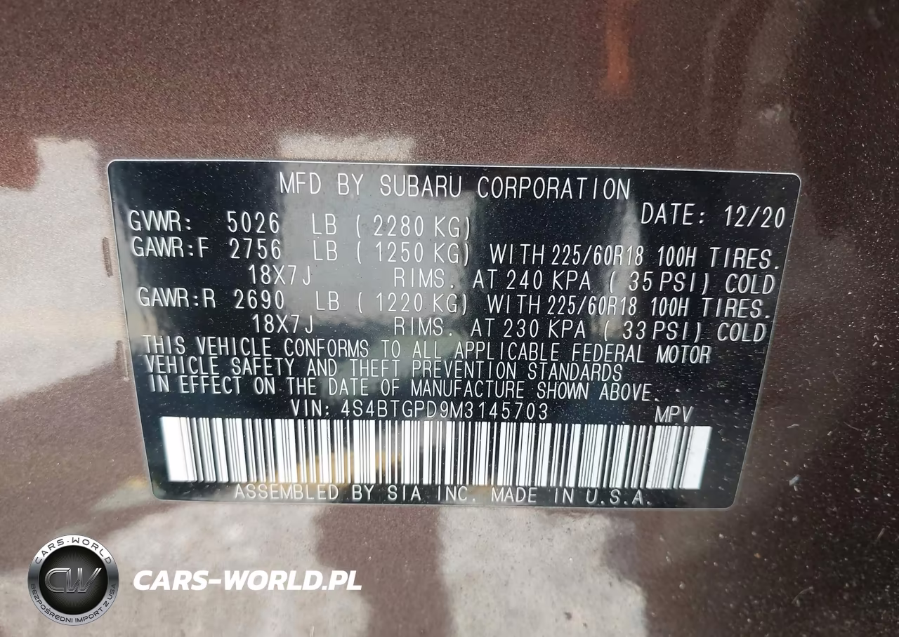 2021 Subaru Outback Touring Xt VIN:4S4BTGPD9M3145703 - 9