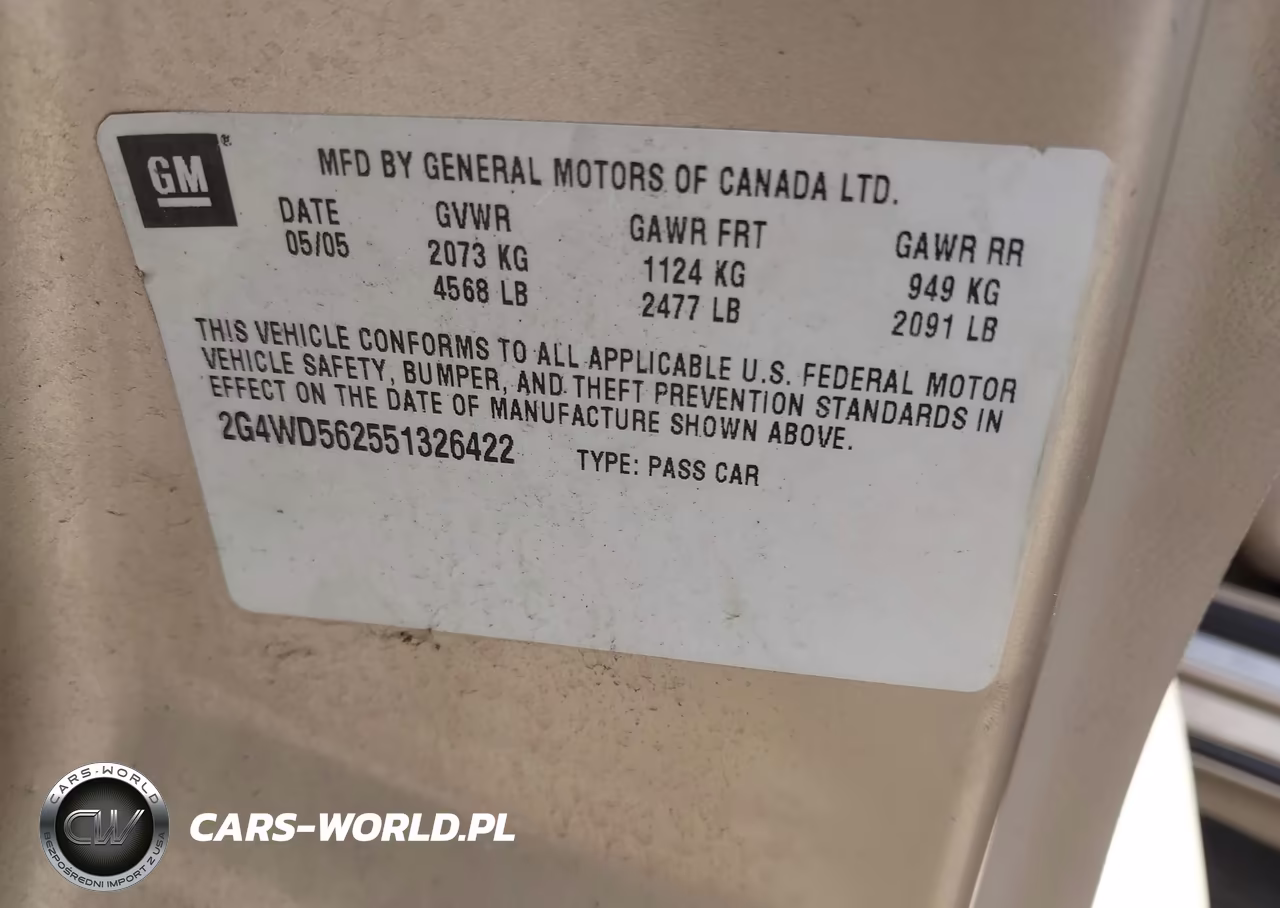 2005 Buick Lacrosse Cxl VIN:2G4WD562551326422 - 9