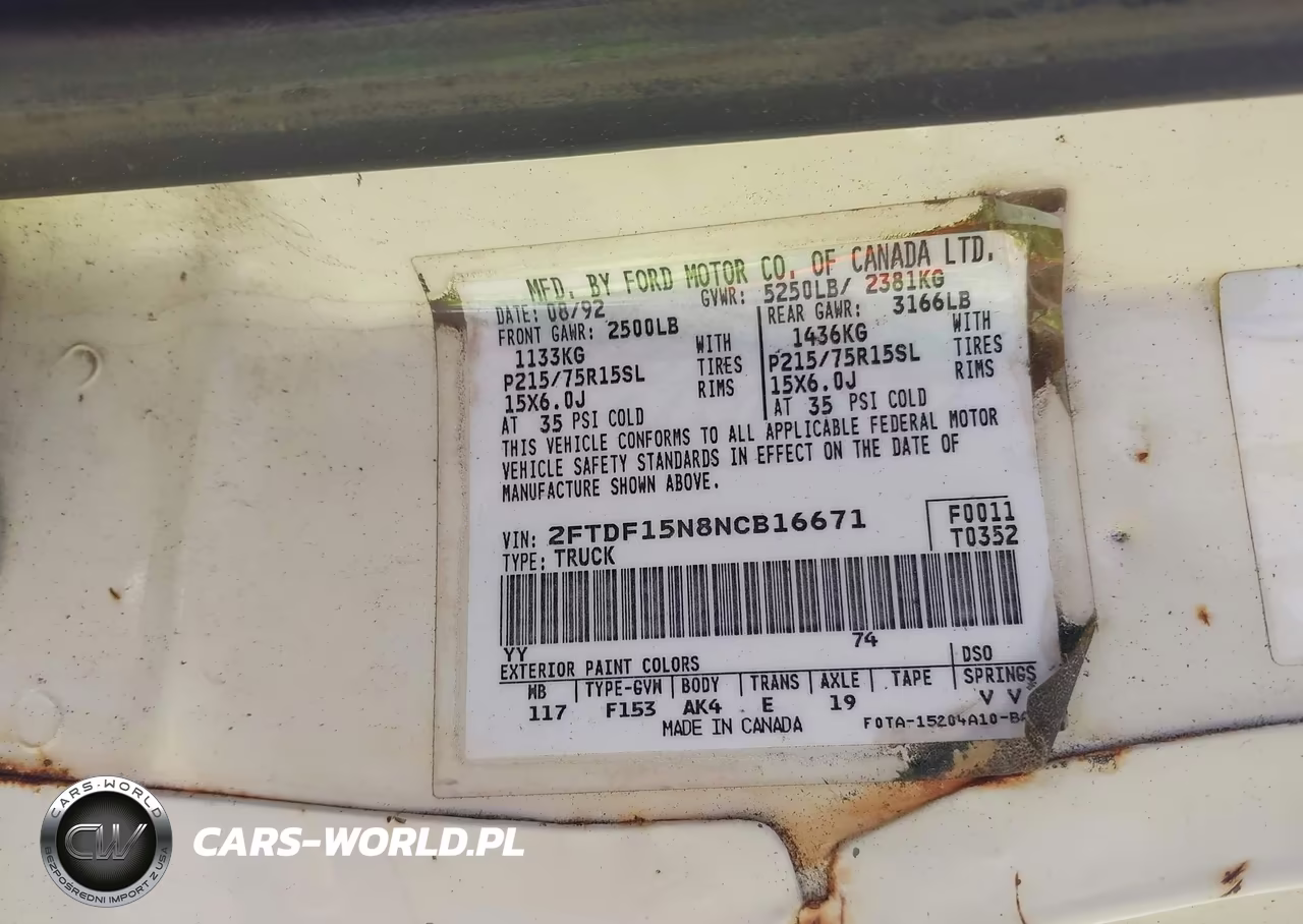 1992 Ford F150 VIN:2FTDF15N8NCB16671 - 9
