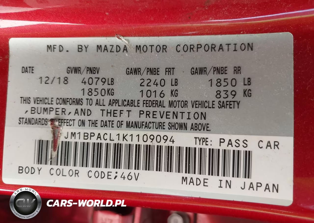 2019 Mazda Mazda3 Select Package VIN:JM1BPACL1K1109094 - 9
