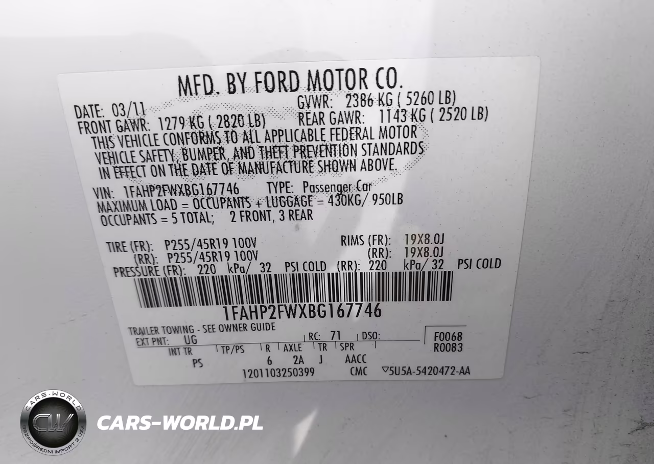 2011 Ford Taurus Limited VIN:1FAHP2FWXBG167746 - 9