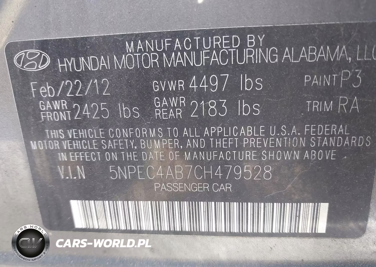 2012 Hyundai Sonata Se 2.0T VIN:5NPEC4AB7CH479528 - 9