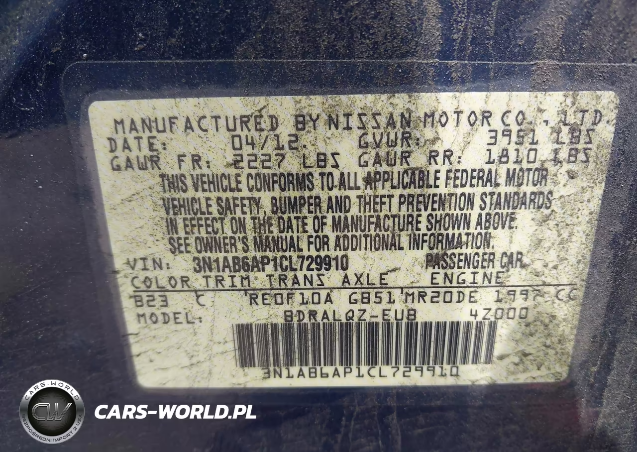 2012 Nissan Sentra 2.0 VIN:3N1AB6AP1CL729910 - 9