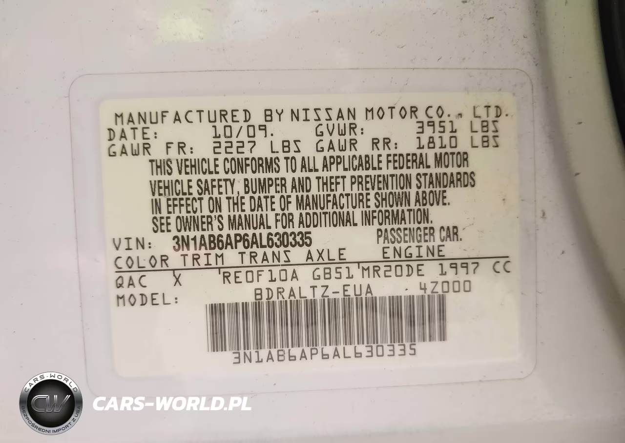 2010 Nissan Sentra 2.0S VIN:3N1AB6AP6AL630335 - 9