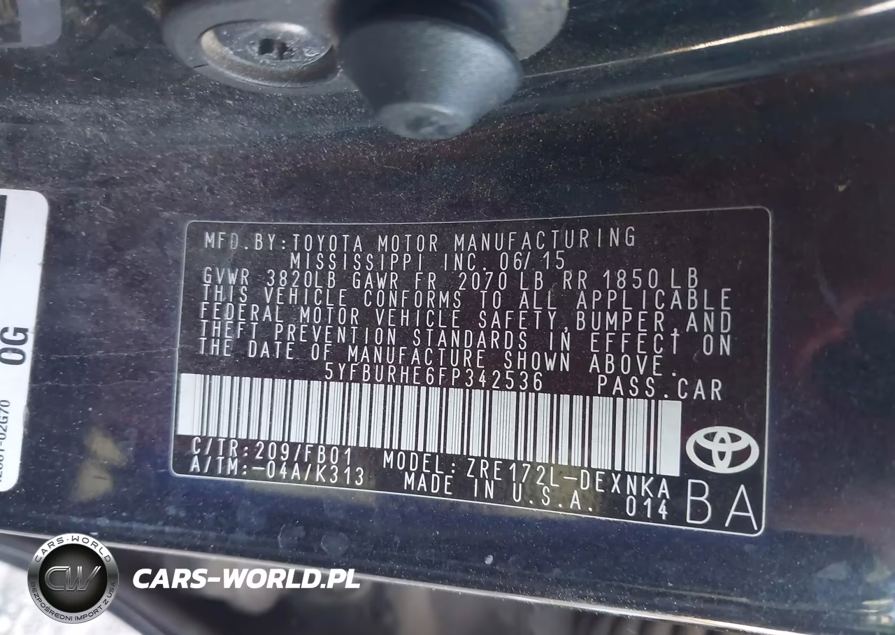 2015 Toyota Corolla Le VIN:5YFBURHE6FP342536 - 9