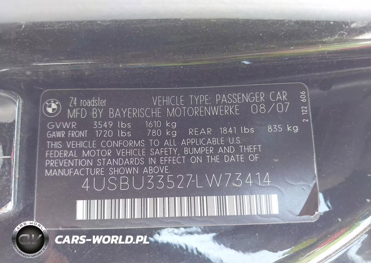 2007 BMW Z4 3.0I VIN:4USBU33527LW73414 - 9
