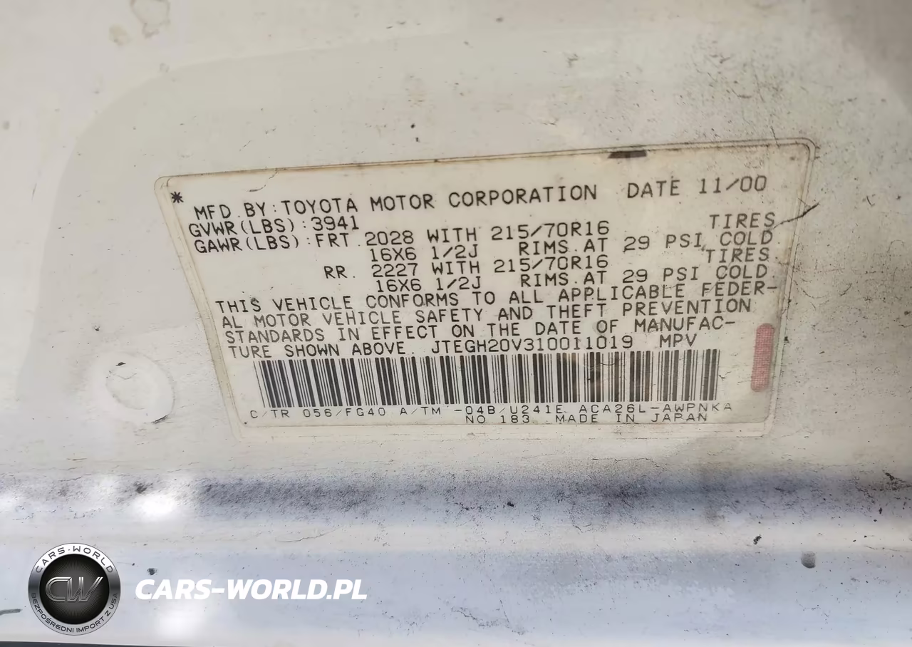 2001 Toyota Rav4 VIN:JTEGH20V310011019 - 9