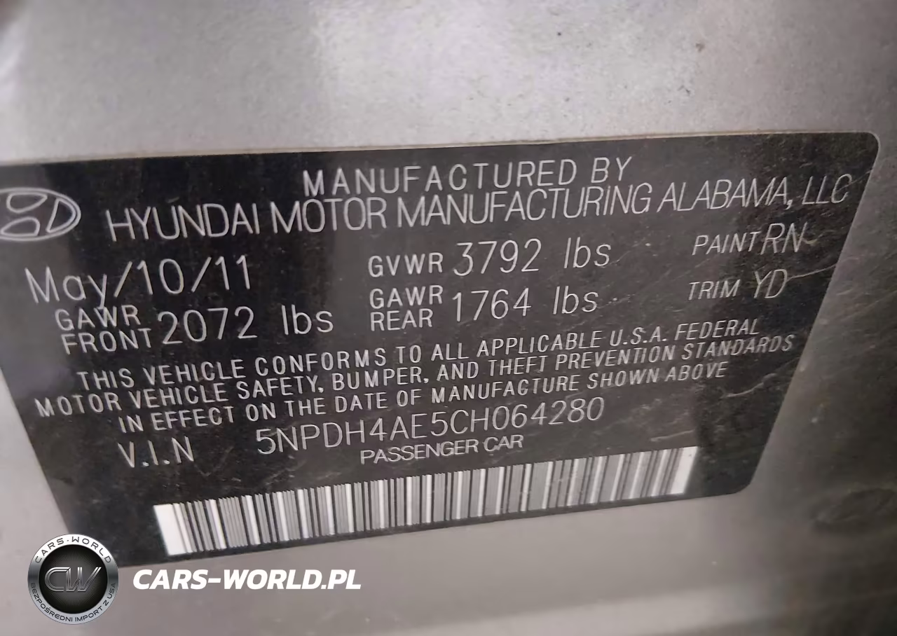 2012 Hyundai Elantra Gls VIN:5NPDH4AE5CH064280 - 9