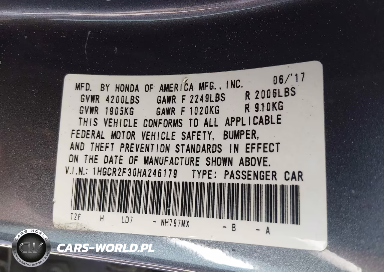 2017 Honda Accord Lx VIN:1HGCR2F30HA246179 - 9