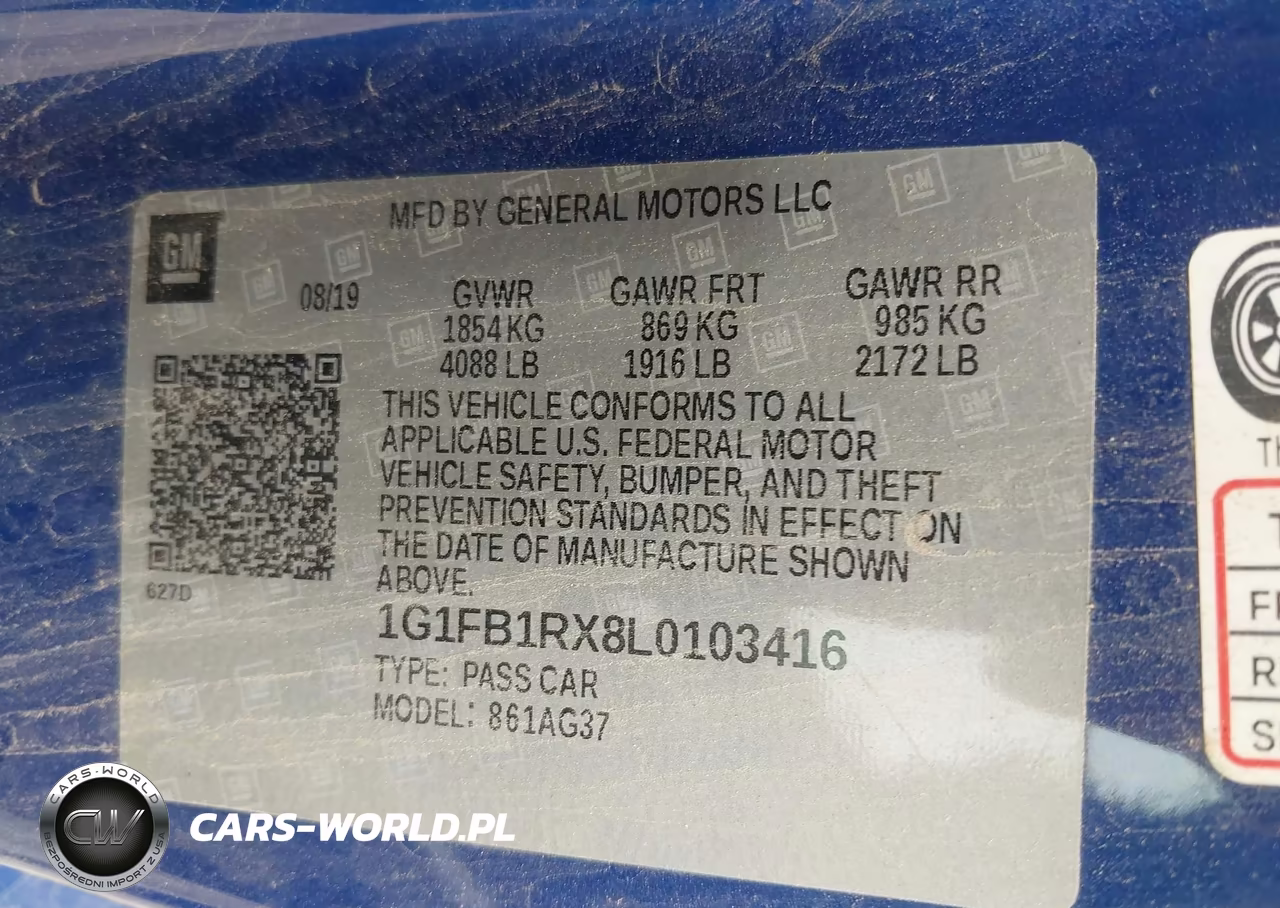 2020 Chevrolet Camaro Rwd 1Ls VIN:1G1FB1RX8L0103416 - 9