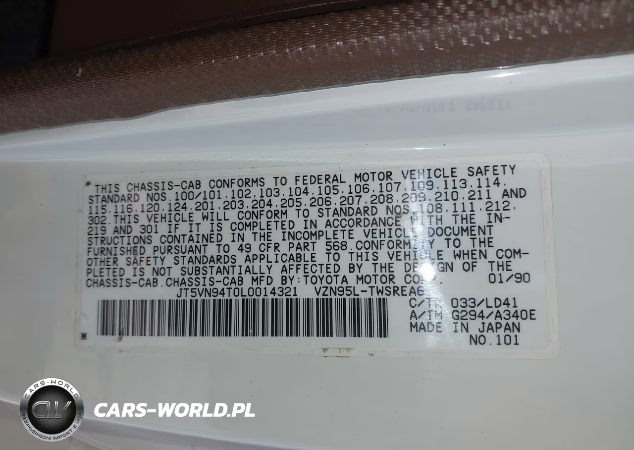 1990 Toyota Pickup Cab Chassis Super Long Wb VIN:JT5VN94T0L0014321 - 9