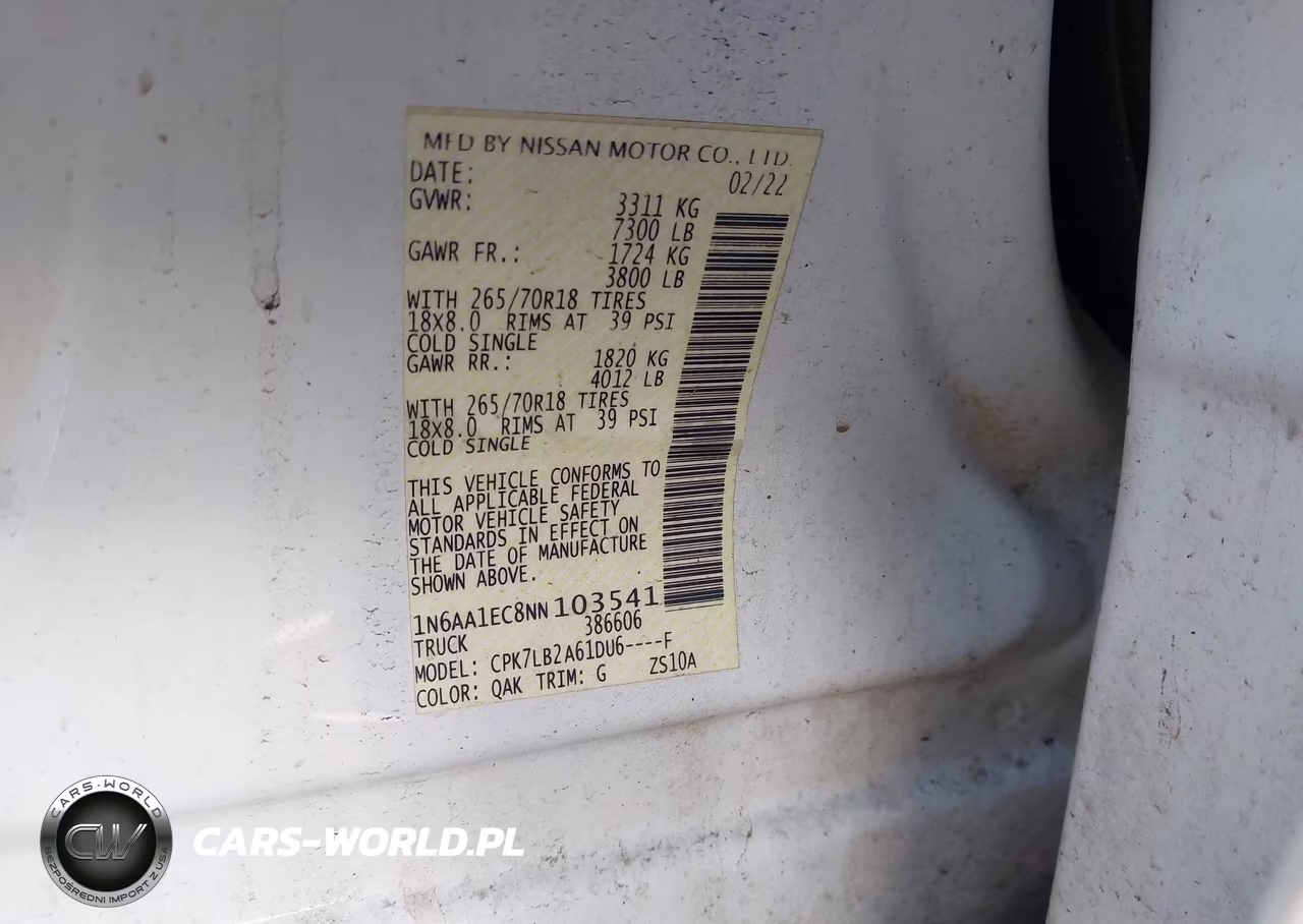 2022 Nissan Titan Sv 4X4 VIN:1N6AA1EC8NN103541 - 9