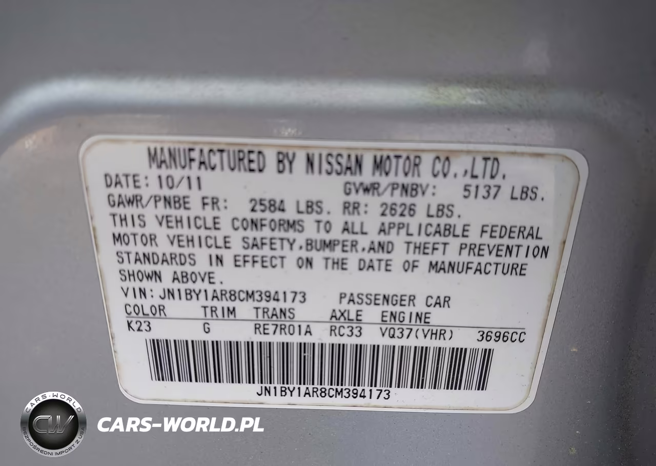 2012 Infiniti M37X VIN:JN1BY1AR8CM394173 - 9