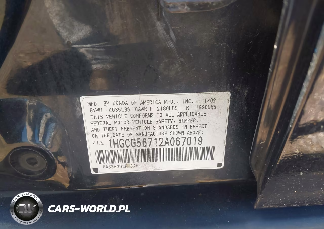 2002 Honda Accord 2.3 Se VIN:1HGCG56712A067019 - 9