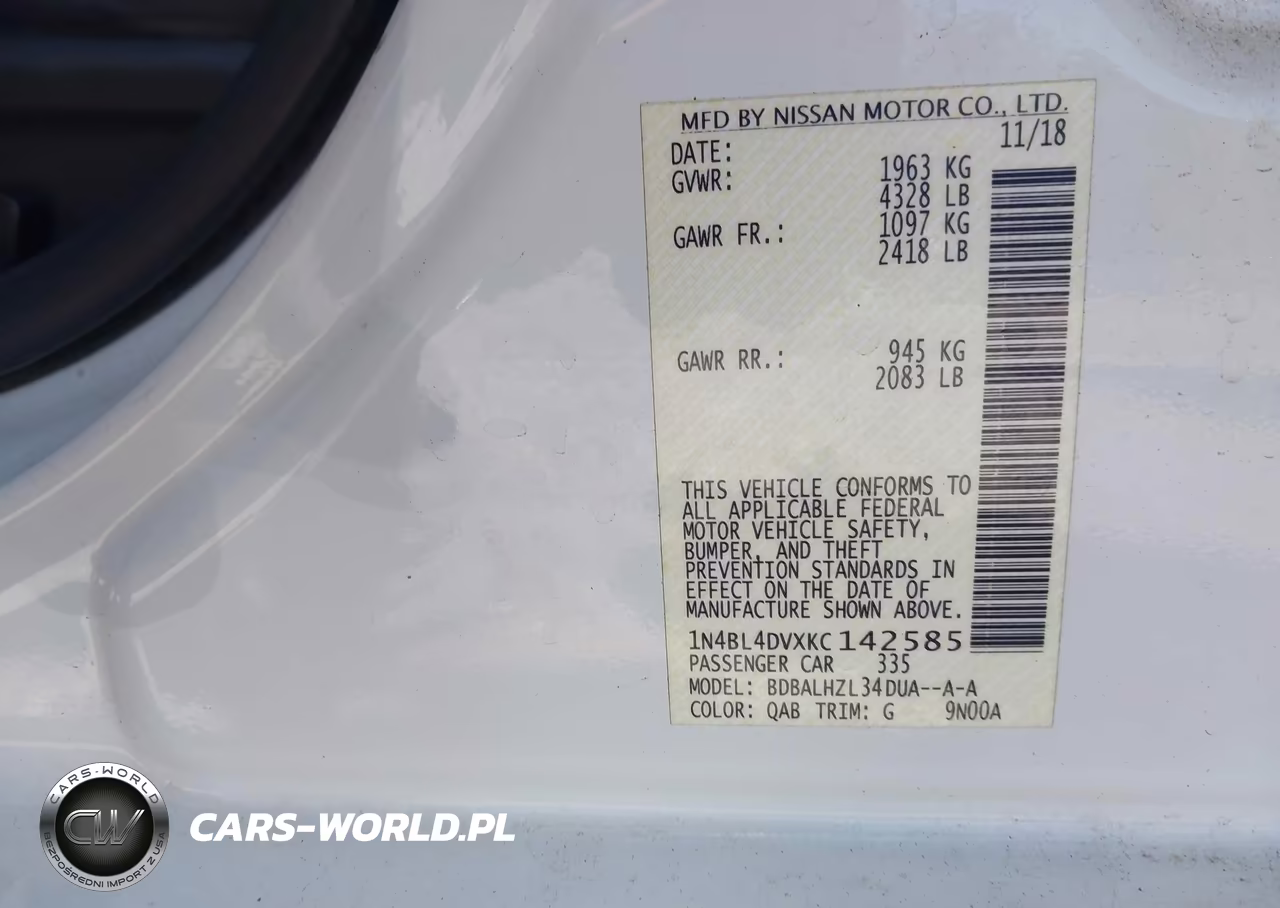 2019 Nissan Altima 2.5 Sv VIN:1N4BL4DVXKC142585 - 9