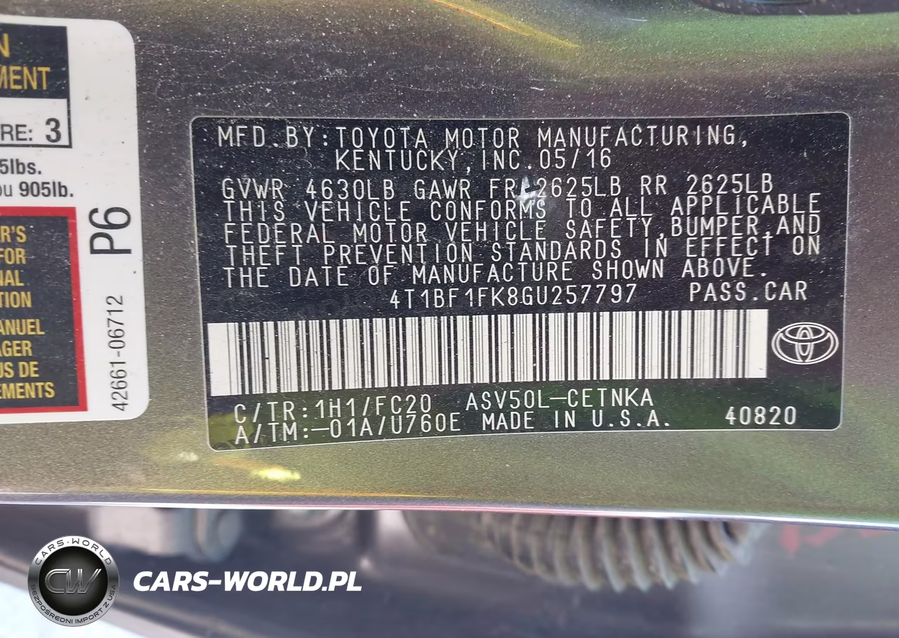 2016 Toyota Camry Le VIN:4T1BF1FK8GU257797 - 9