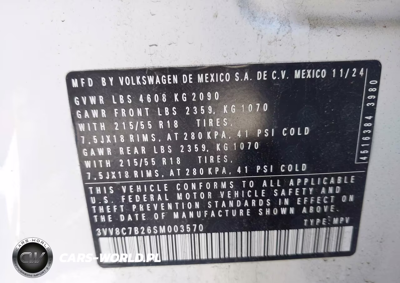 2025 Volkswagen Taos 1.5T S VIN:3VV8C7B26SM003570 - 9