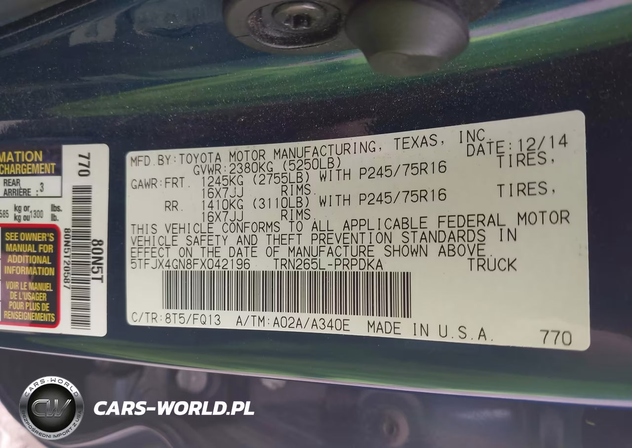 2015 Toyota Tacoma Prerunner VIN:5TFJX4GN8FX042196 - 9