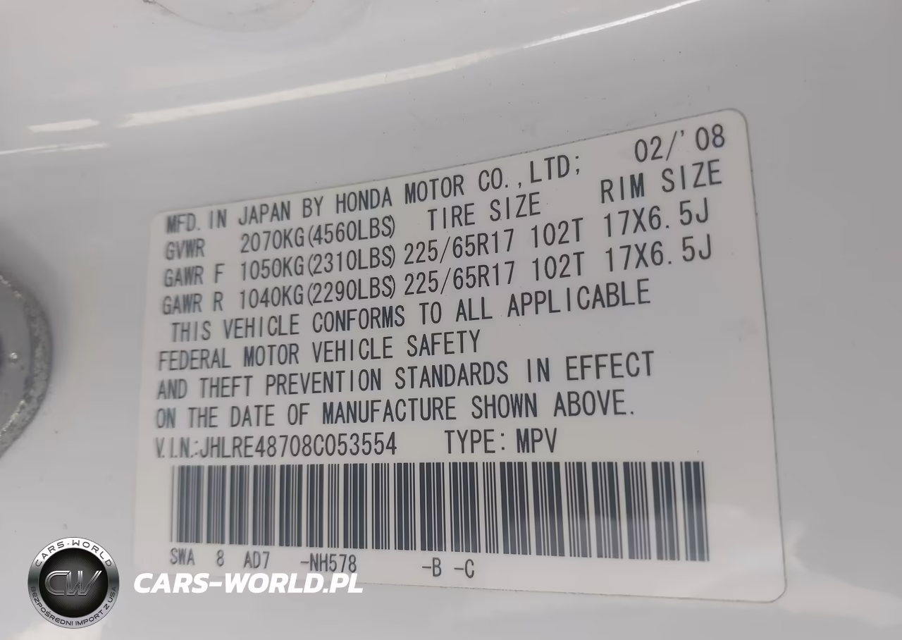 2008 Honda Cr-V Ex-L VIN:JHLRE48708C053554 - 9
