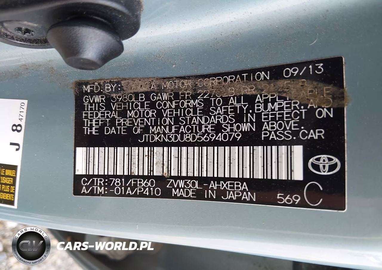 2013 Toyota Prius Two VIN:JTDKN3DU8D5694079 - 9