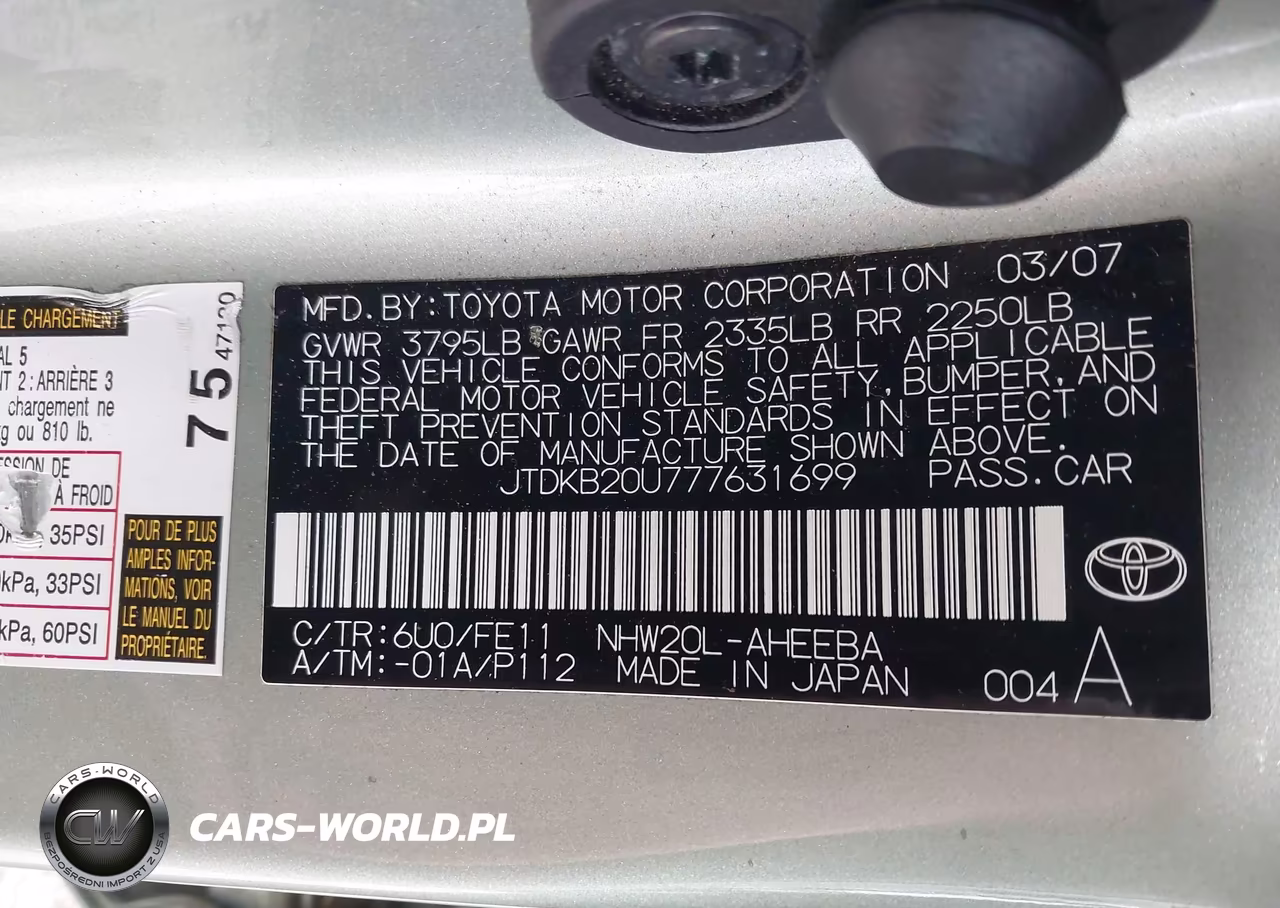 2007 Toyota Prius VIN:JTDKB20U777631699 - 9