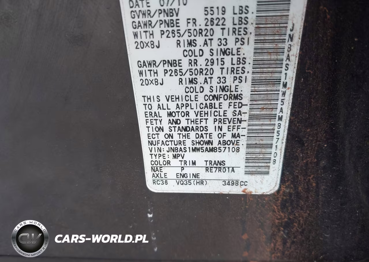 2010 Infiniti Fx35 VIN:JN8AS1MW5AM857108 - 9