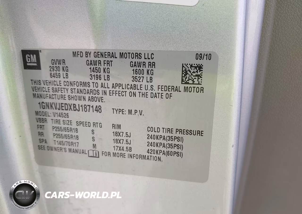 2011 Chevrolet Traverse 2Lt VIN:1GNKVJEDXBJ187148 - 7