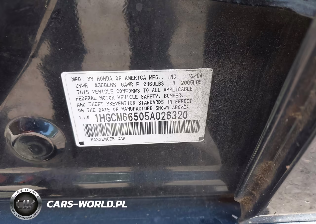 2005 Honda Accord 3.0 Ex VIN:1HGCM66505A026320 - 9