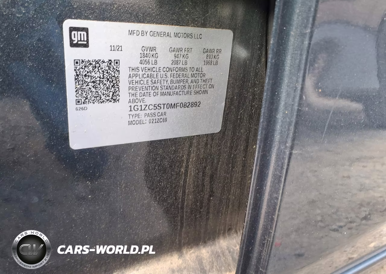 2021 Chevrolet Malibu Fwd 1Fl VIN:1G1ZC5ST0MF082892 - 9