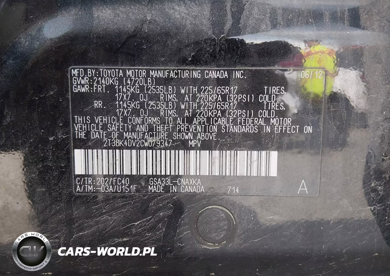 2012 Toyota Rav4 Base V6 VIN:2T3BK4DV2CW079347 - 9