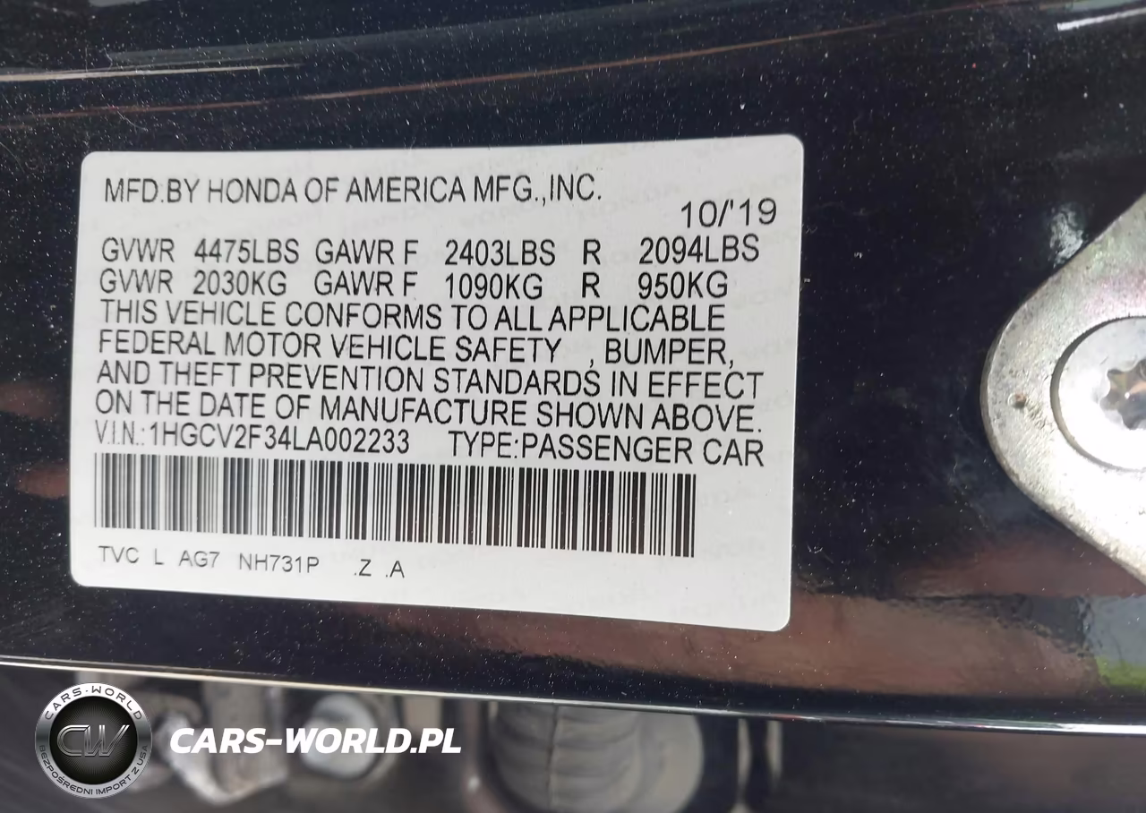 2020 Honda Accord Sport 2.0T VIN:1HGCV2F34LA002233 - 9