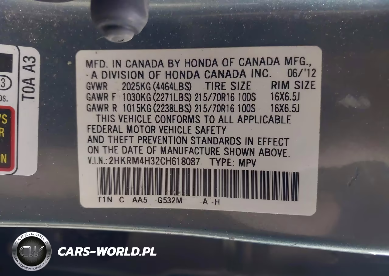 2012 Honda Cr-V Lx VIN:2HKRM4H32CH618087 - 9
