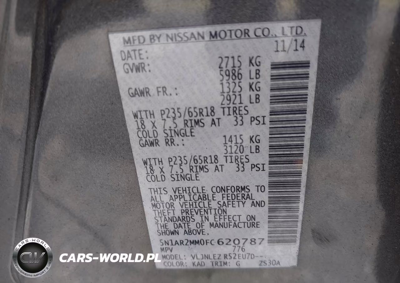2015 Nissan Pathfinder Sv VIN:5N1AR2MM0FC620787 - 9