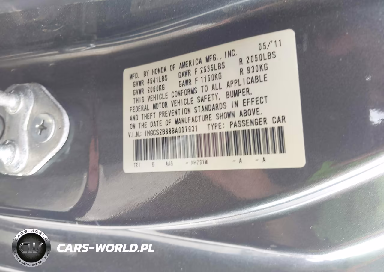 2011 Honda Accord 3.5 Ex-L VIN:1HGCS2B88BA007931 - 9