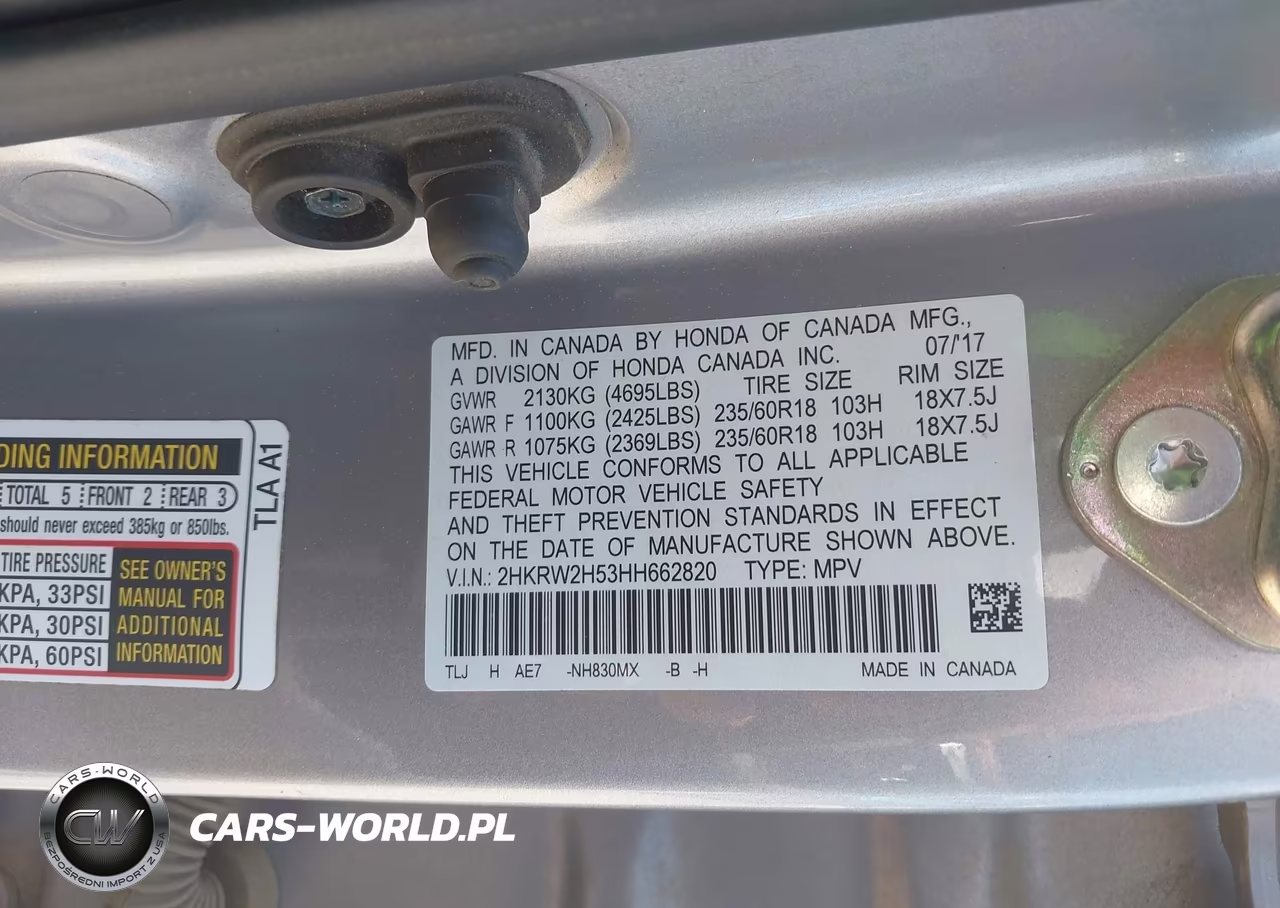 2017 Honda Cr-V Ex VIN:2HKRW2H53HH662820 - 9