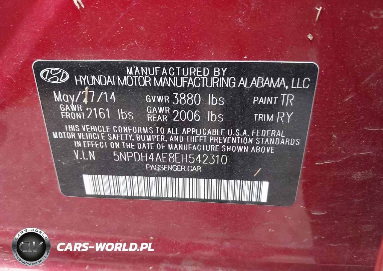 2014 Hyundai Elantra Limited VIN:5NPDH4AE8EH542310 - 9