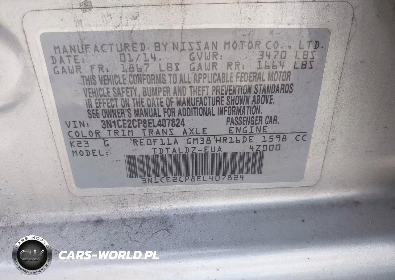 2014 Nissan Versa Note S (Sr)-S Plus-Sv VIN:3N1CE2CP8EL407824 - 9