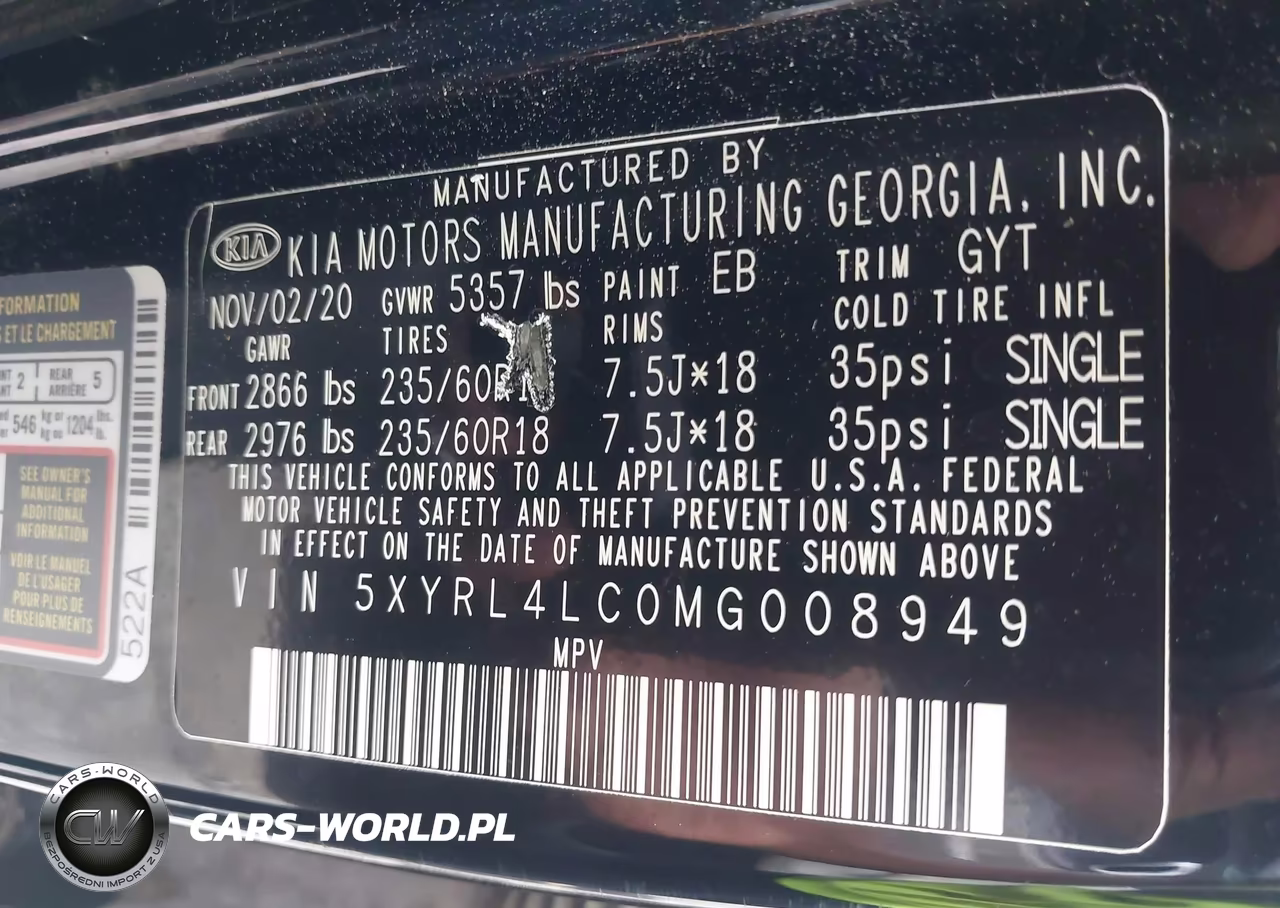 2021 Kia Sorento S VIN:5XYRL4LC0MG008949 - 9
