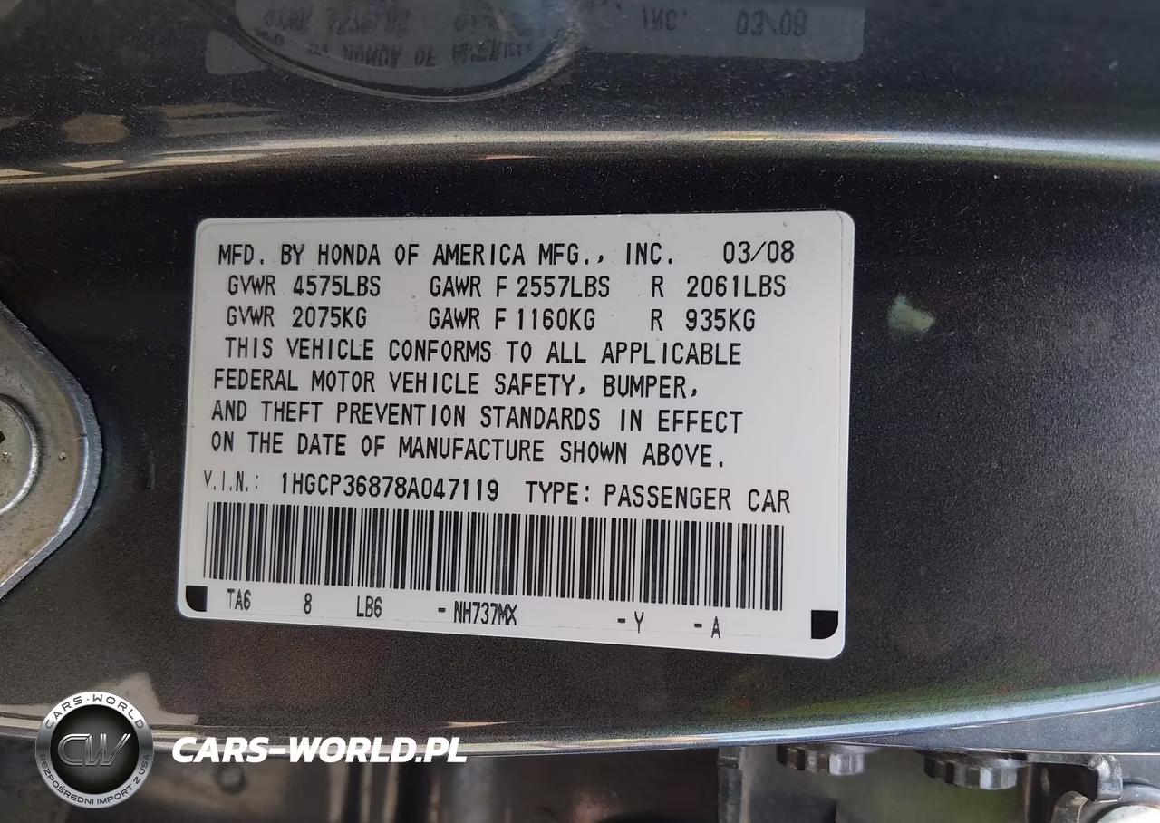 2008 Honda Accord 3.5 Ex-L VIN:1HGCP36878A047119 - 9