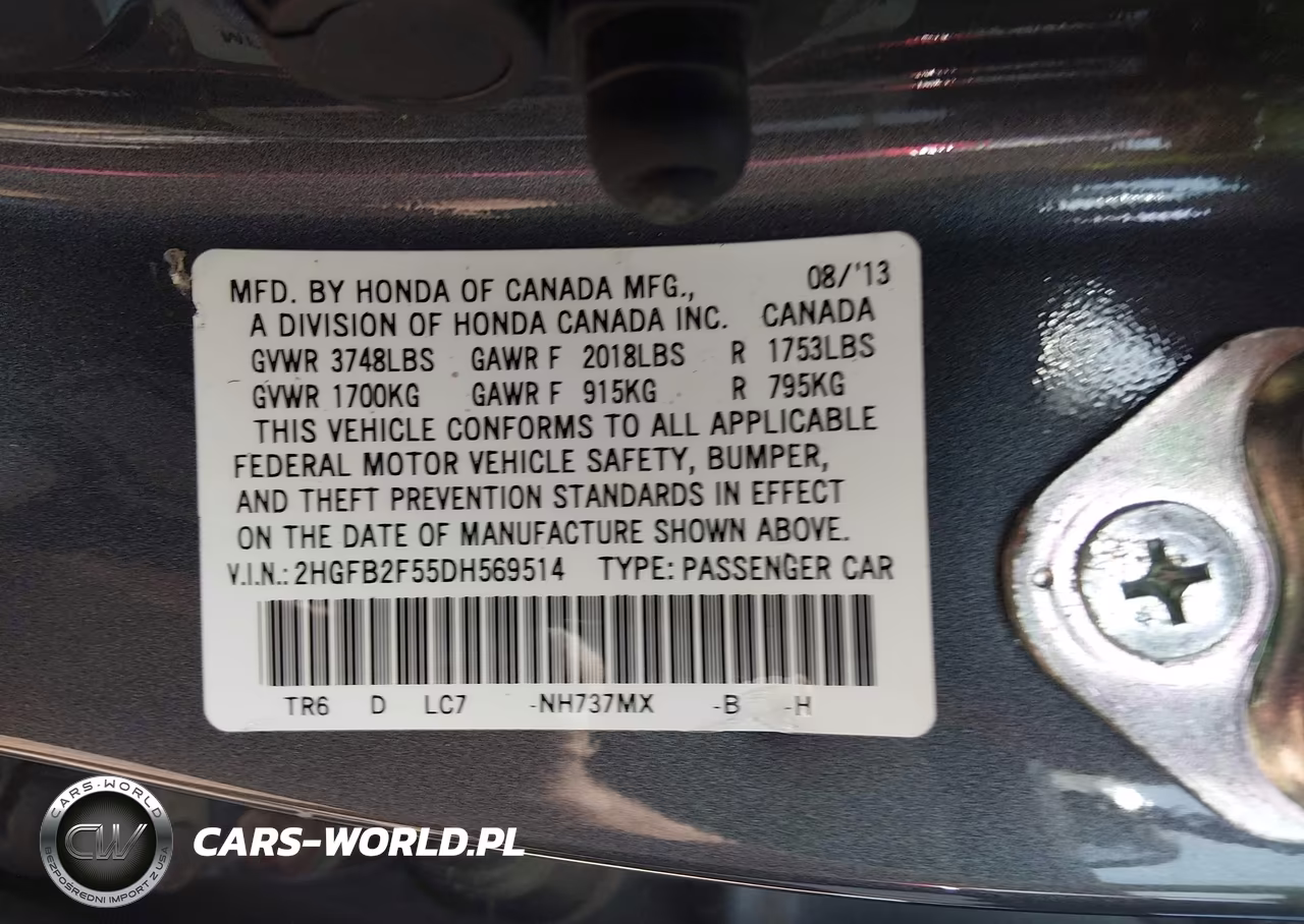 2013 Honda Civic Lx VIN:2HGFB2F55DH569514 - 9