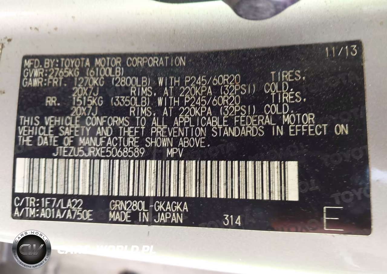 2014 Toyota 4Runner Limited VIN:JTEZU5JRXE5068589 - 9