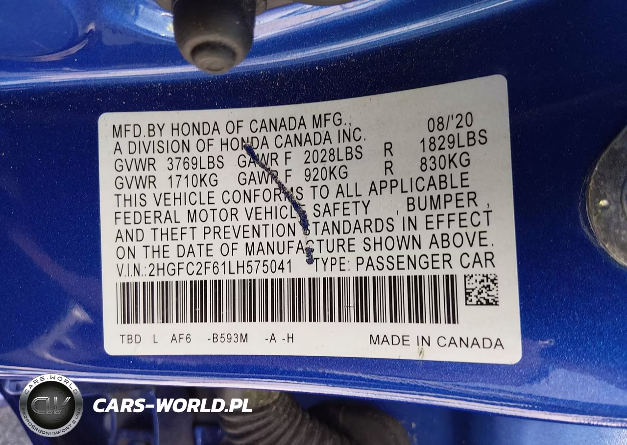 2020 Honda Civic Lx VIN:2HGFC2F61LH575041 - 9